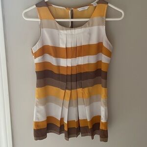New York & Company Women XS Sleeveless Tank Shell Cami Fall Color Stripe Blouse